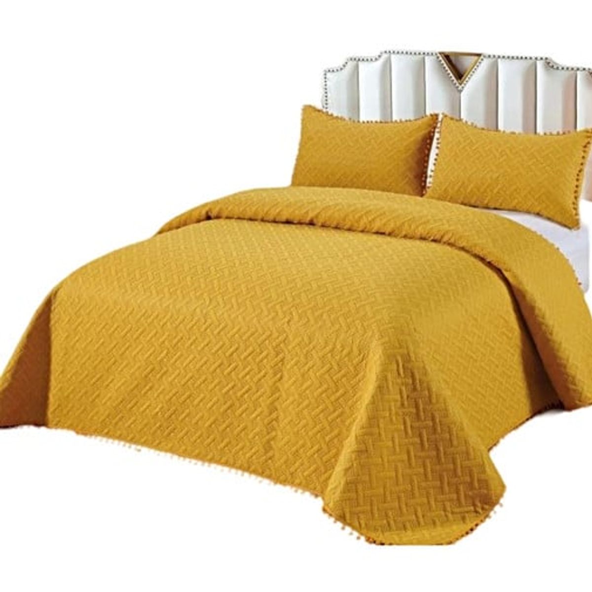 GENERICO - CUBRECAMA QUILT DE VERANO CON POMPONES  2 PLAZAS