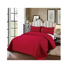 GENERICO - COLCHA QUILT DE VERANO CON POMPONES PLAZA Y MEDIA