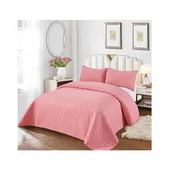 GENERICO - COLCHA QUILT DE VERANO CON POMPONES PLAZA Y MEDIA