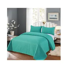 GENERICO - COLCHA QUILT DE VERANO CON POMPONES 2 PLAZAS