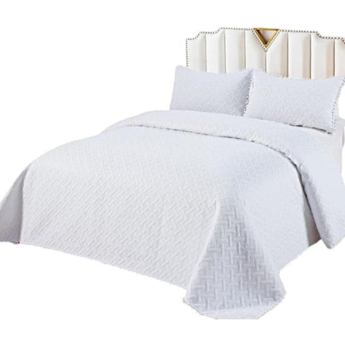 GENERICO - CUBRECAMA QUILT DE VERANO CON POMPONES  PLAZA Y MEDIA