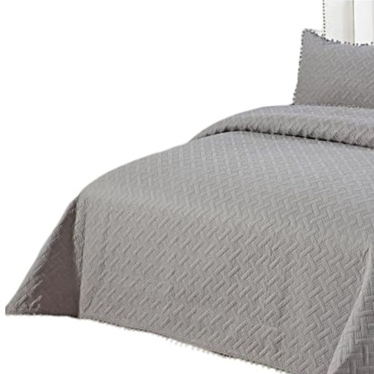 GENERICO - COLCHA QUILT DE VERANO CON POMPONES  PLAZA Y MEDIA