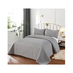 GENERICO - COLCHA QUILT DE VERANO CON POMPONES PLAZA Y MEDIA