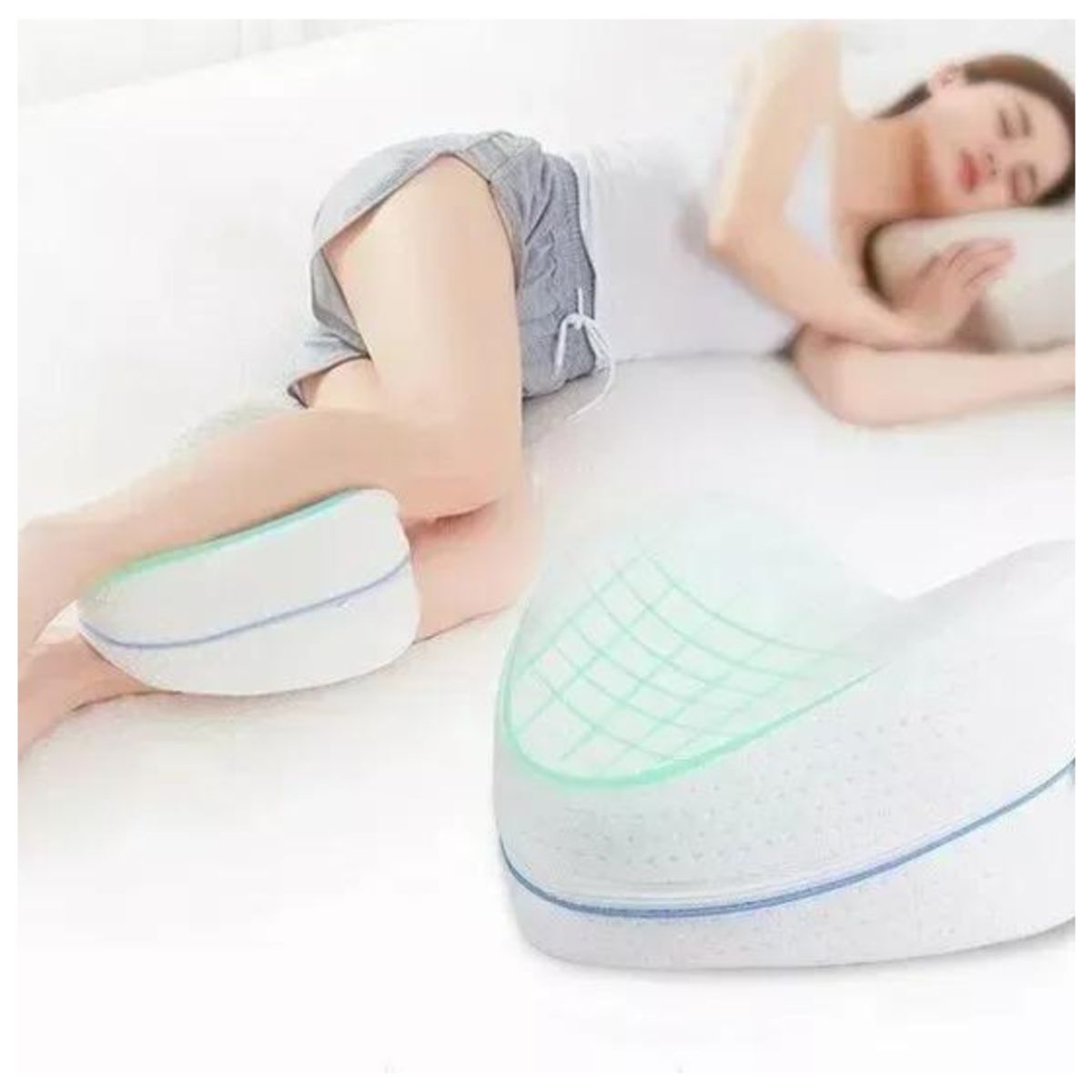 GENERICO - Almohada Ortopédica Piernas Memory Foam Blanca