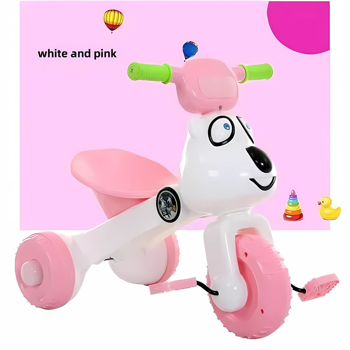 GENERICO - Triciclo Plegable Musical con Luces “Perro” rosa