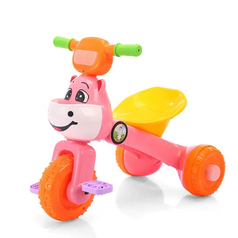 GENERICO - Triciclo Plegable Musical con Luces “Hipopótamo” rosa