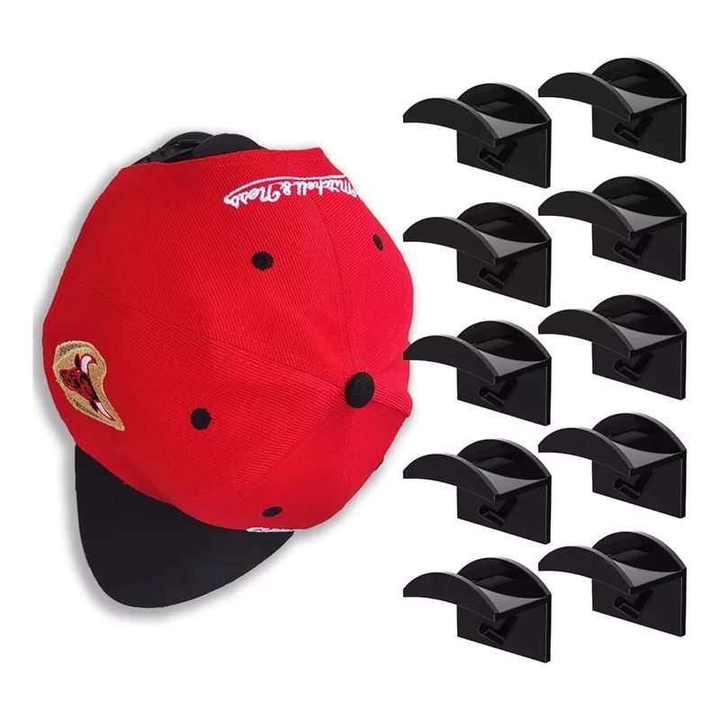 GENERICO - Set 10 Ganchos Organizadores Gorras Pared Perchero Jockey