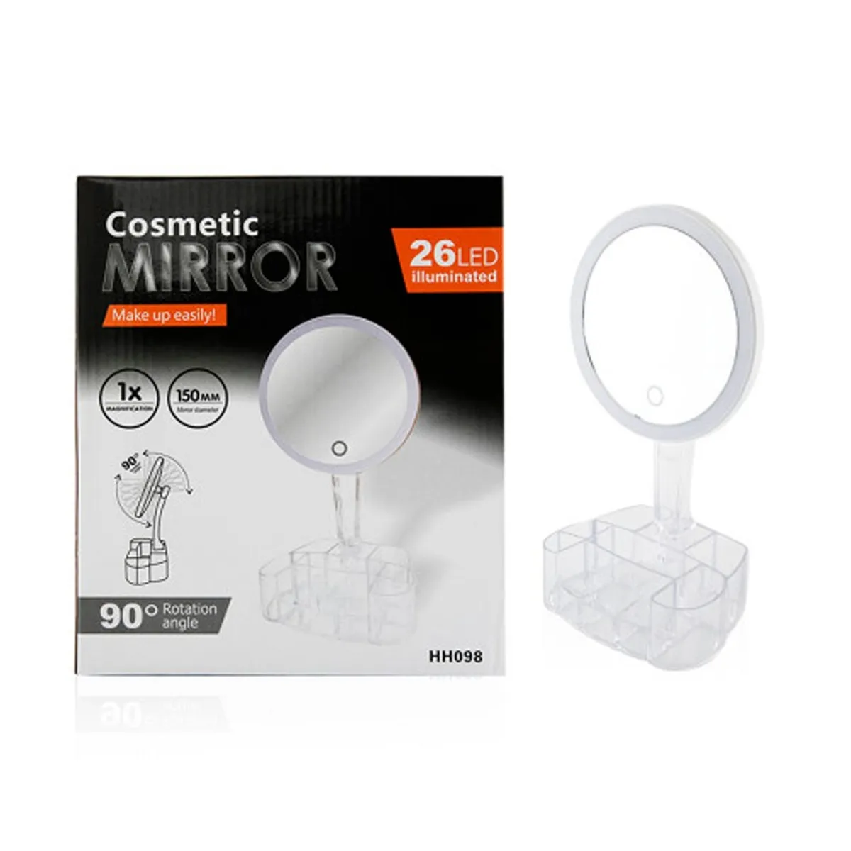 GENERICO - Espejo Organizador De Maquillaje 26 Led 90° Recargable