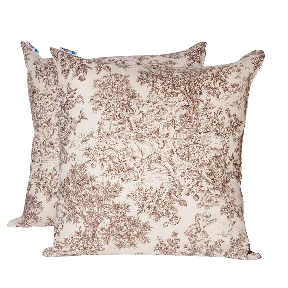 MASEL - Set 2 Cojines Lona Española Paisaje 50X50 CHOCOLATE