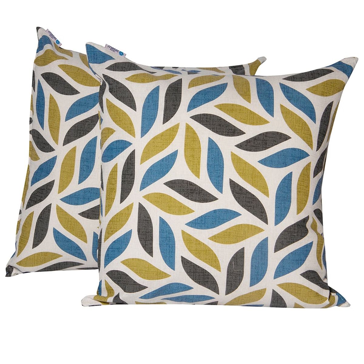 MASEL - Set 2 Cojines Lona Española Geo 50X50 Azul