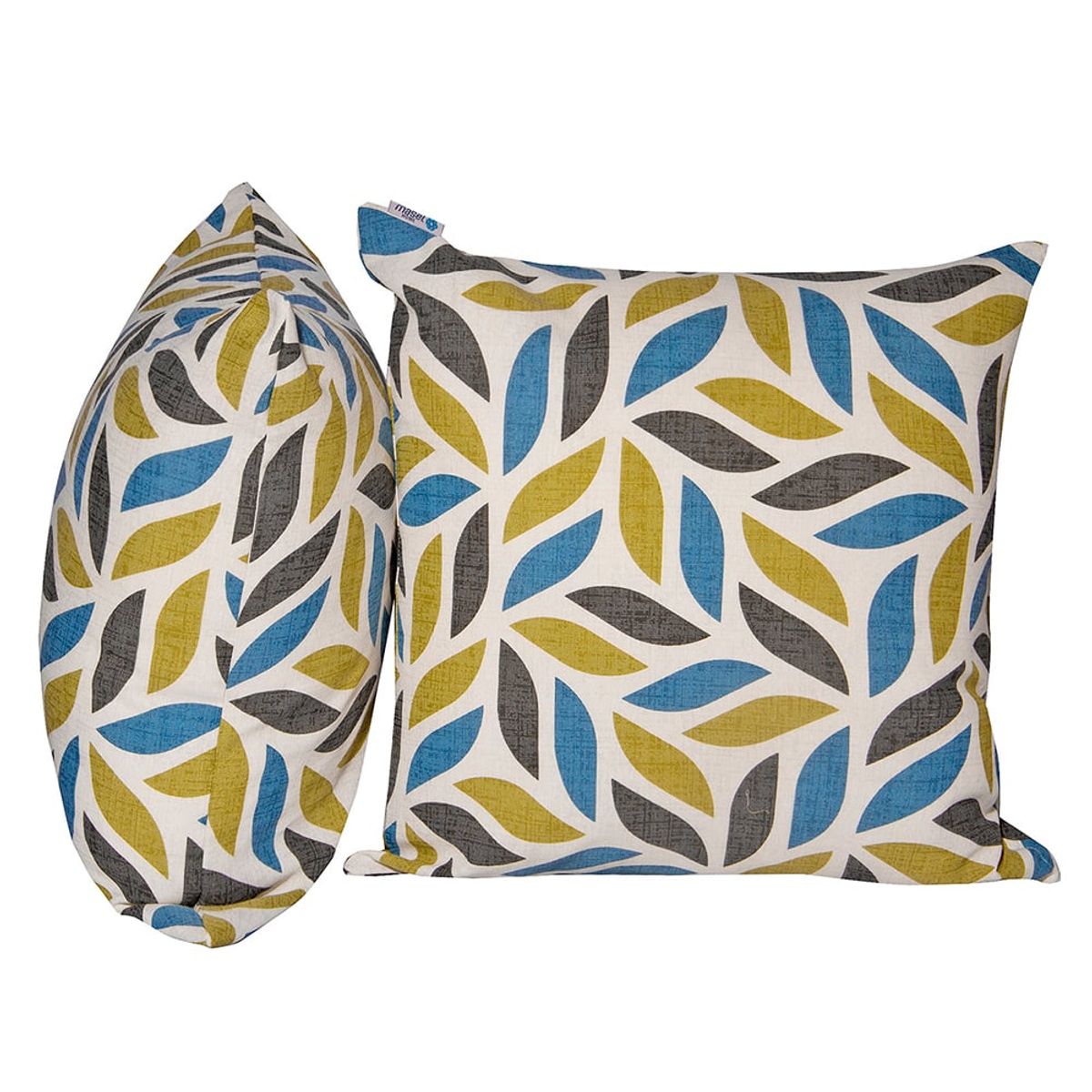 MASEL - Set 2 Cojines Lona Española Geo 50X50 Azul