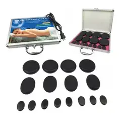 GENERICO - Set De Terapia Masajes Maleta Calentadora Piedras Basálticas
