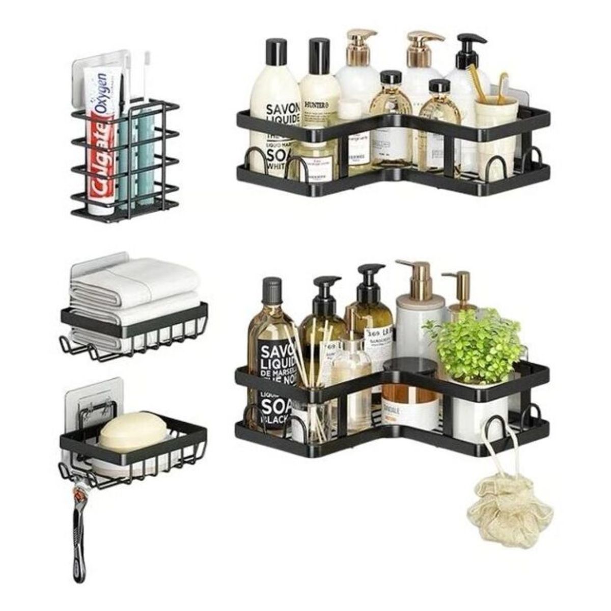 GENERICO - Set Organizador De Ducha Colgante 5 Piezas Adhesivo Moderno Avymaq