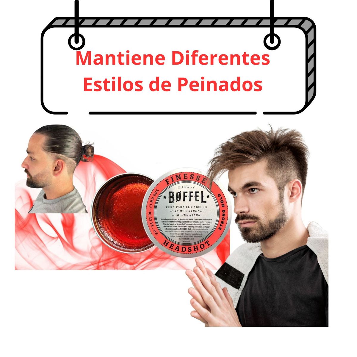 BOFFEL - Cera Boffel Hair Wash Strong 300ml Fijación Fuerte Brillante