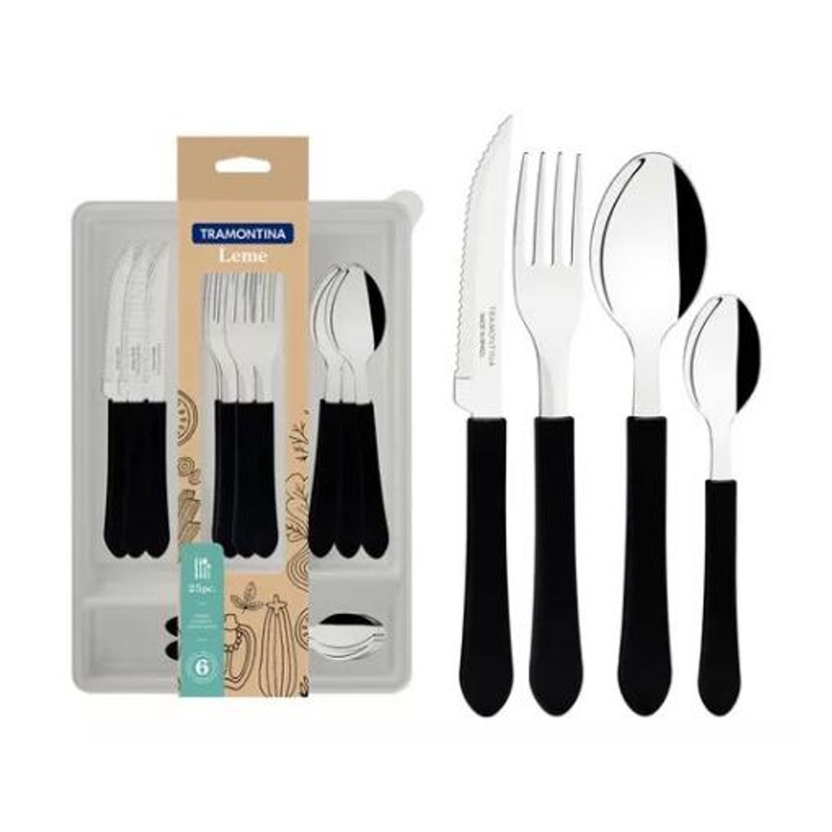 GENERICO - Cubiertos leme negro para cocina hogar