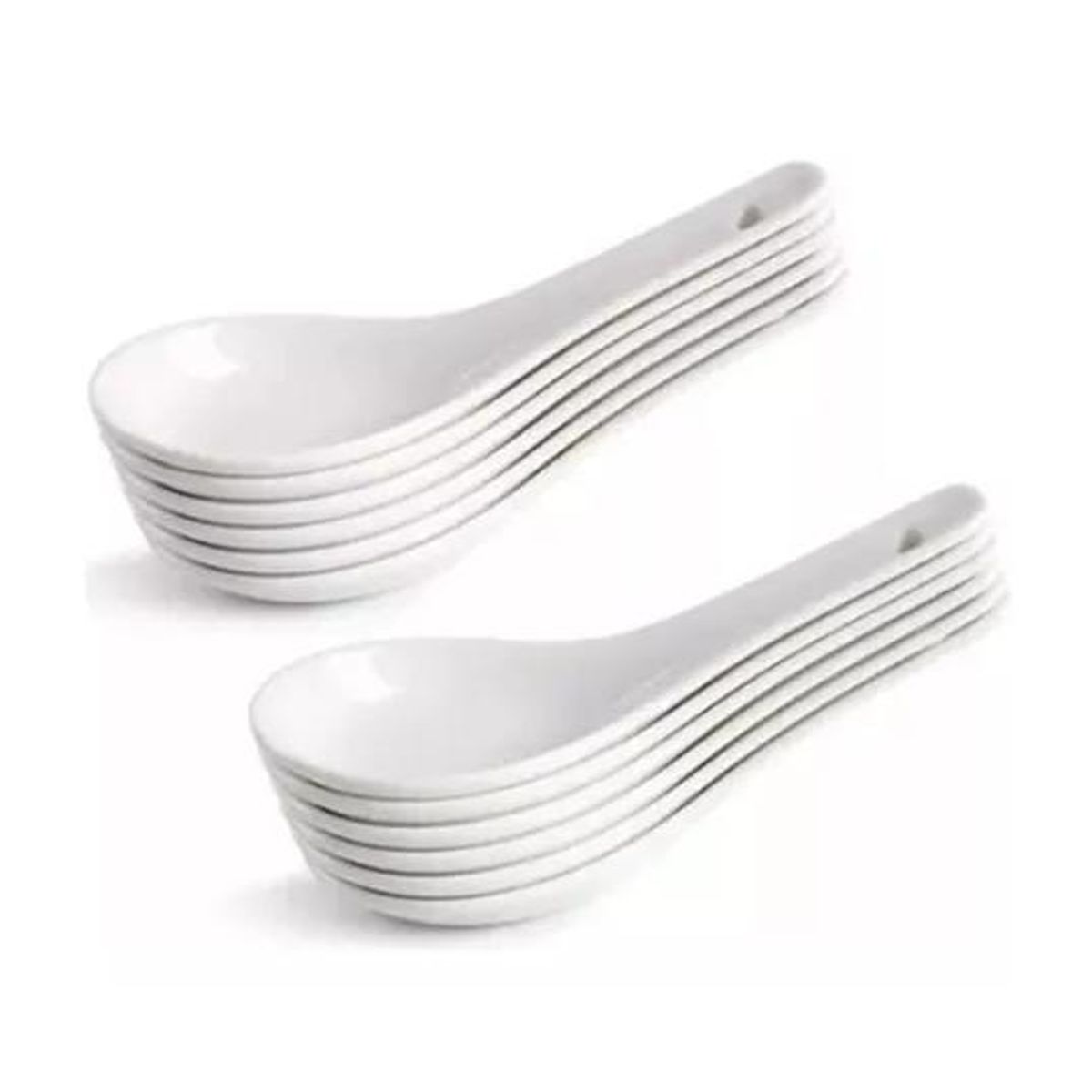 GENERICO - Pack cucharas ceramica ceviche aperitivo coctel blanco