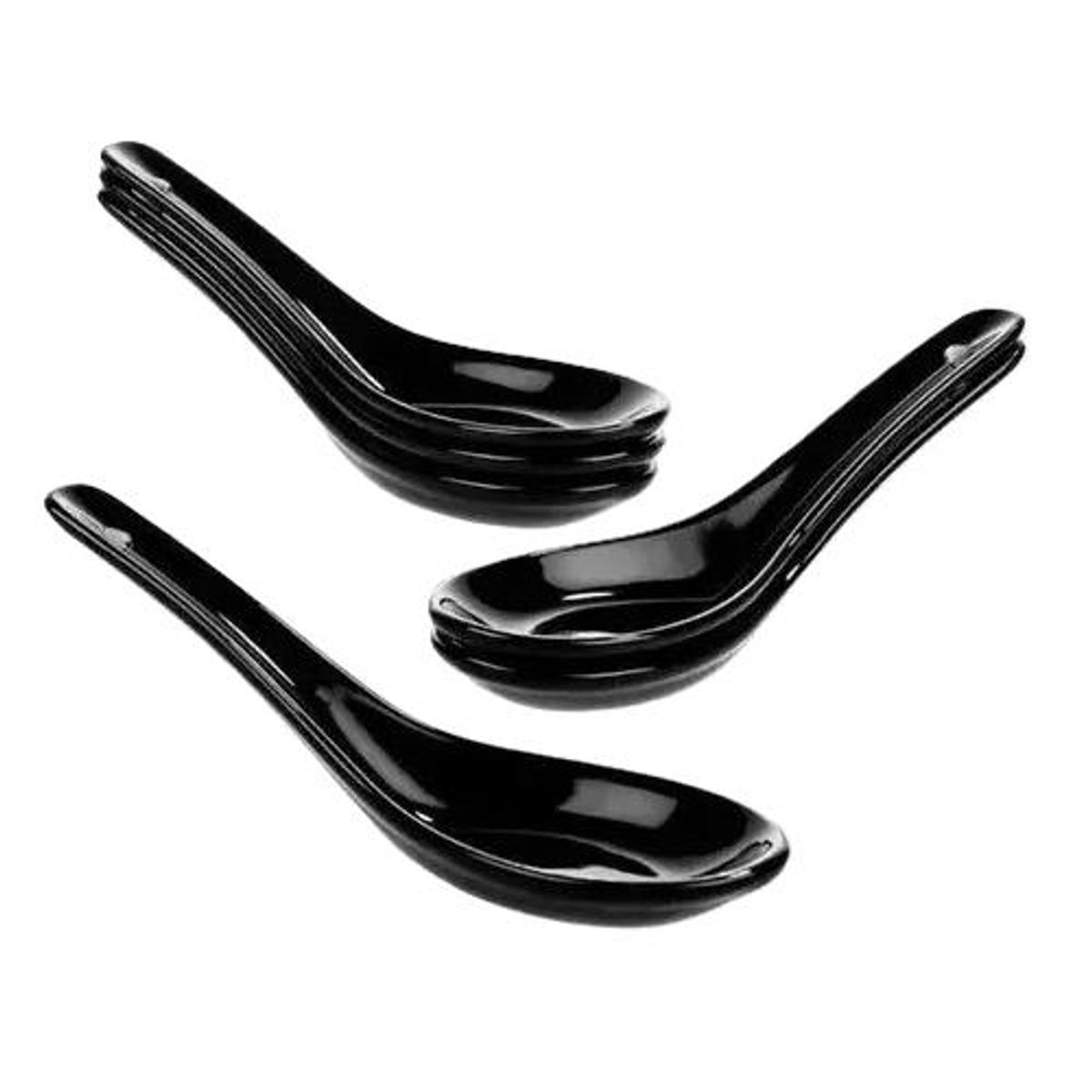 GENERICO - Pack cucharas cerámica porcelana negra ceviche negro