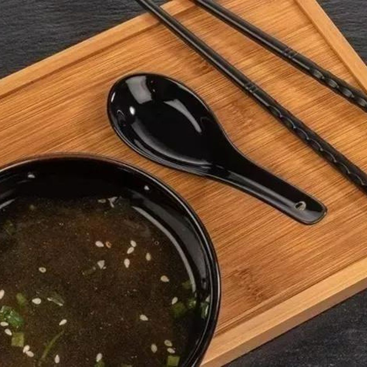 GENERICO - Pack cucharas cerámica porcelana negra ceviche negro