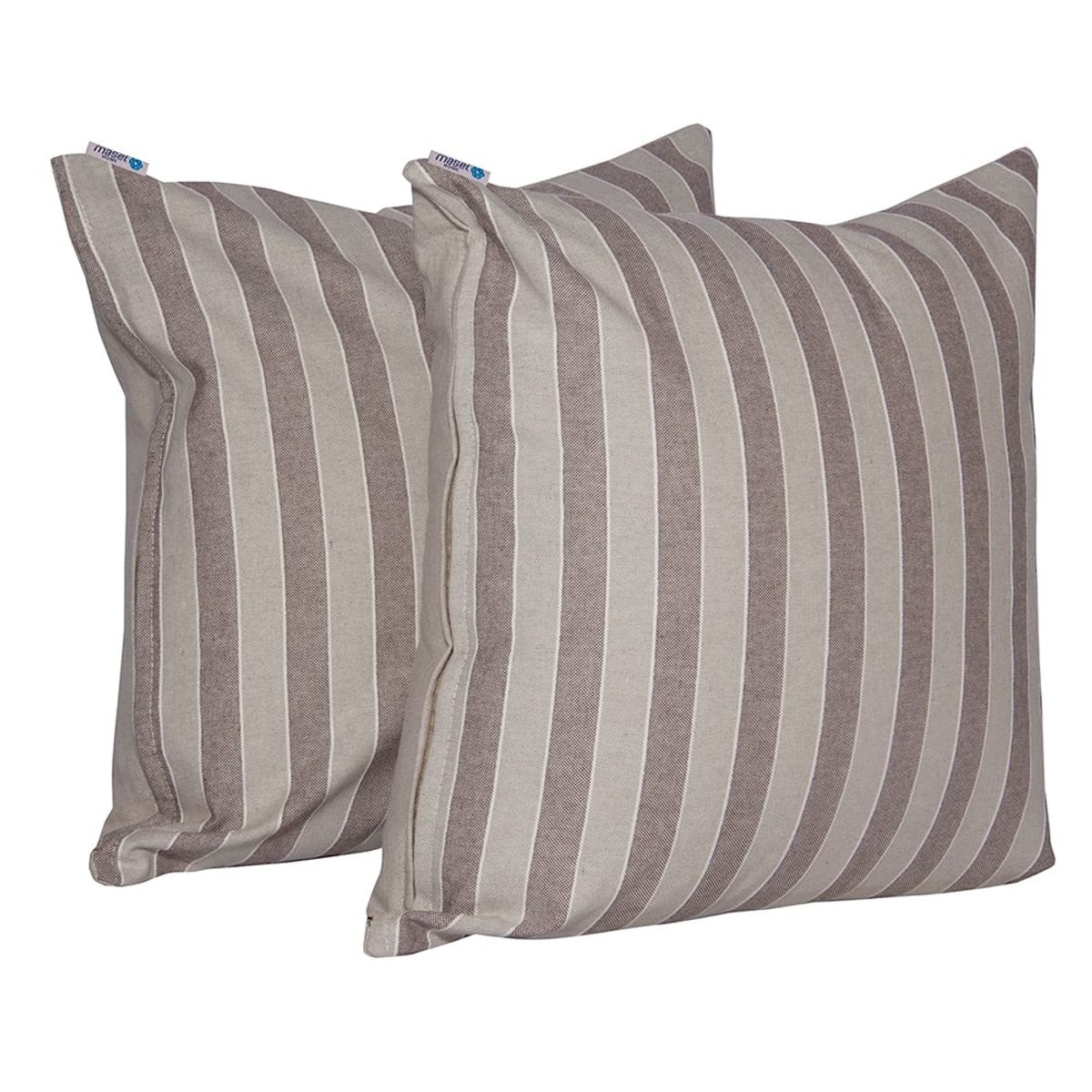 MASEL - Set 2 Cojines 45X45  Lona Española  Rayas Beige-Chocolate