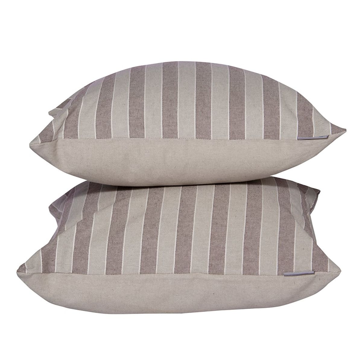MASEL - Set 2 Cojines 45X45  Lona Española  Rayas Beige-Chocolate