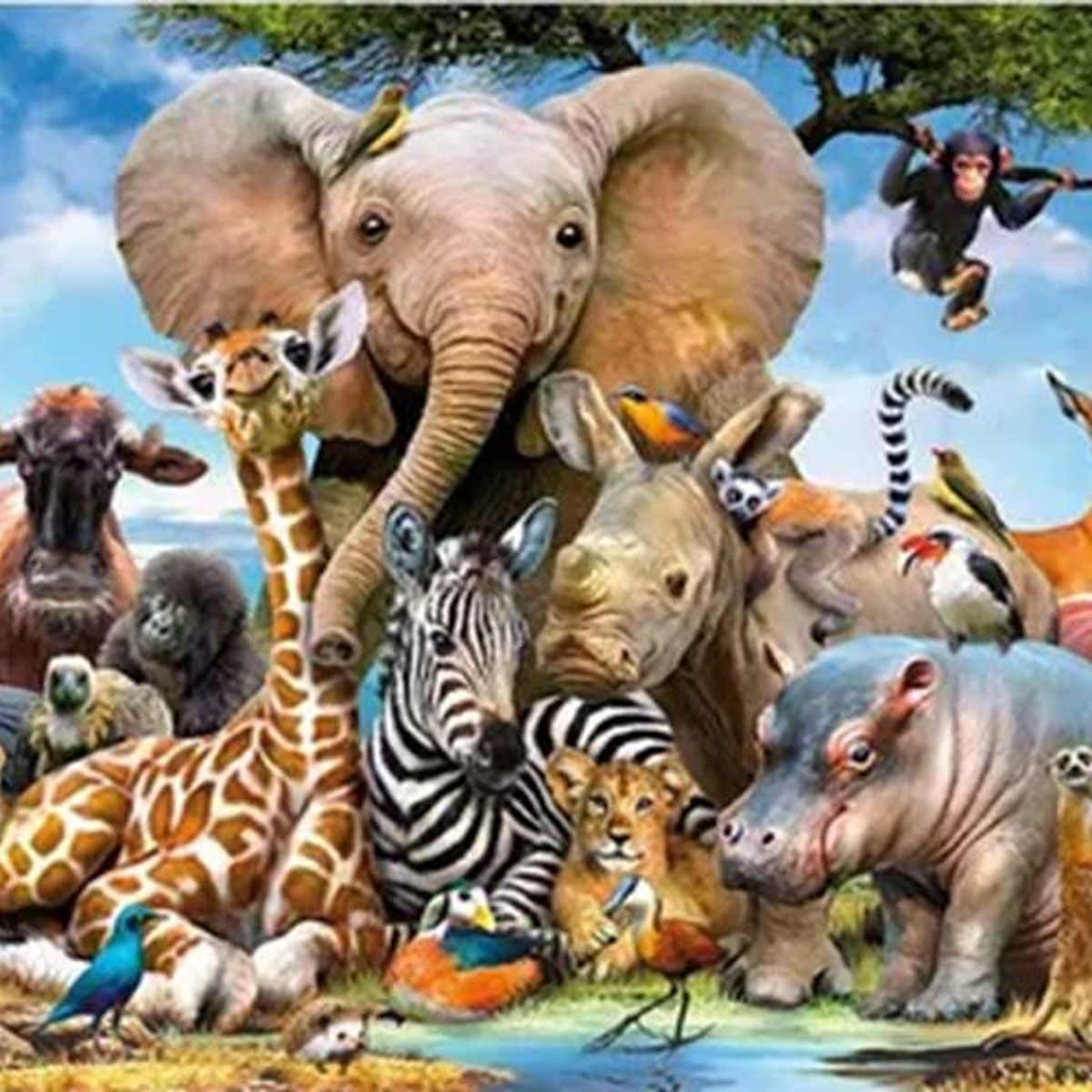 GENERICO - Faya - el mundo animal elefantes rompecabezas 70x50cm multic