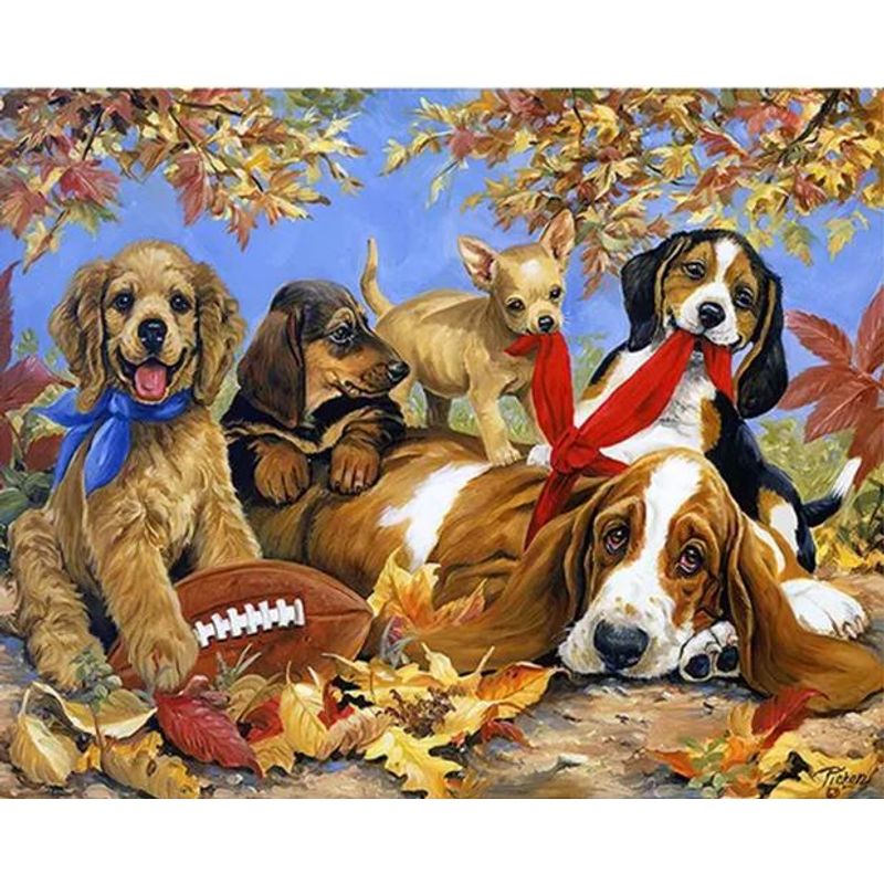 GENERICO - Rompecabezas 70x50cm lindo patrón perro multicolor