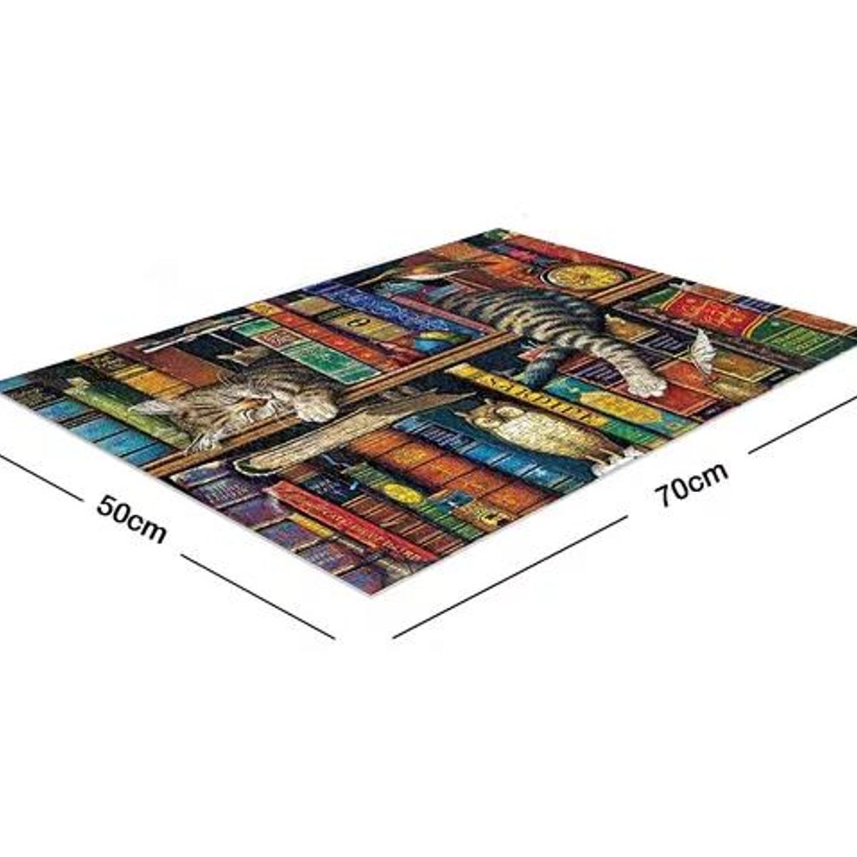 GENERICO - Rompecabezas 70x50cm gato y libros multicolor