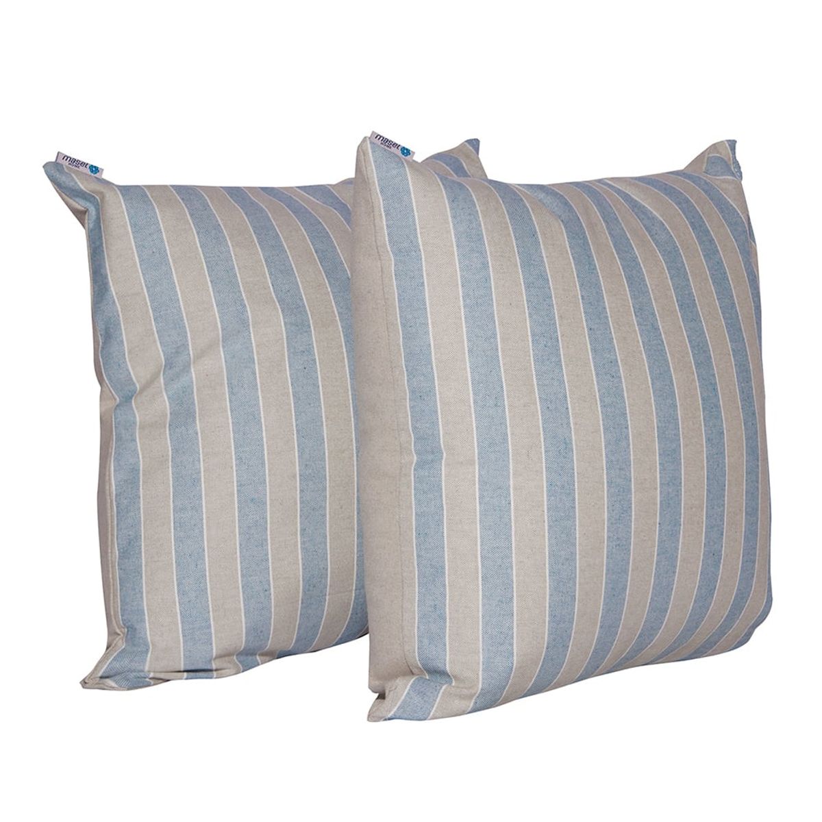 MASEL - Set 2 Cojines 45X45 Lona Española Rayas Beige-Calipso