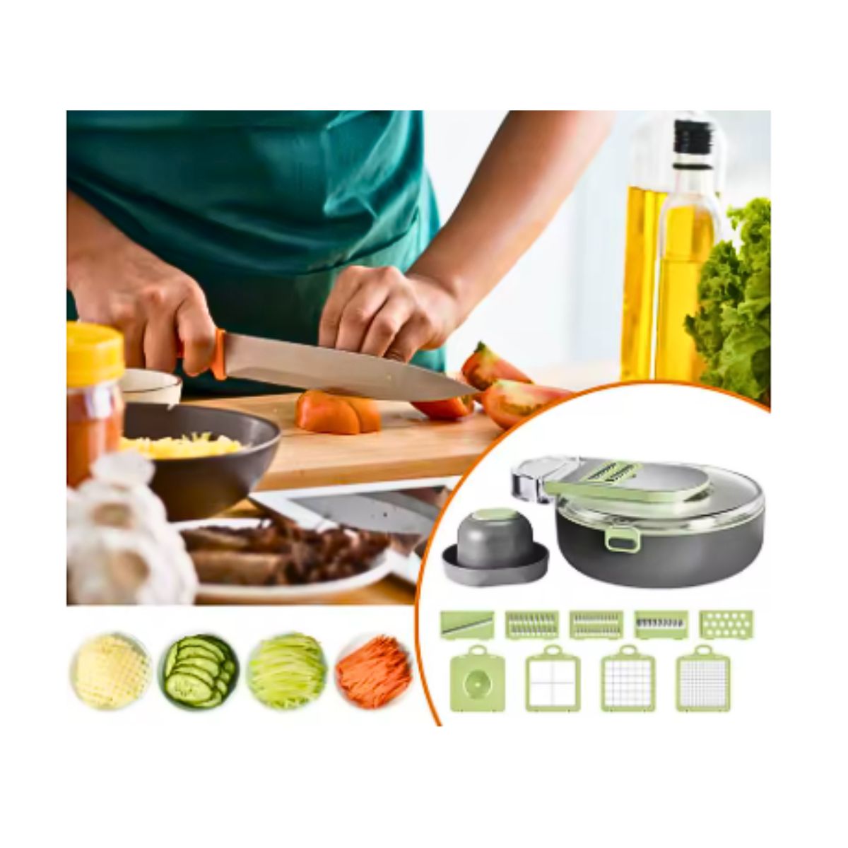 GENERICO - Cortador Rebanador De Verduras 9 En 1 Multifunción