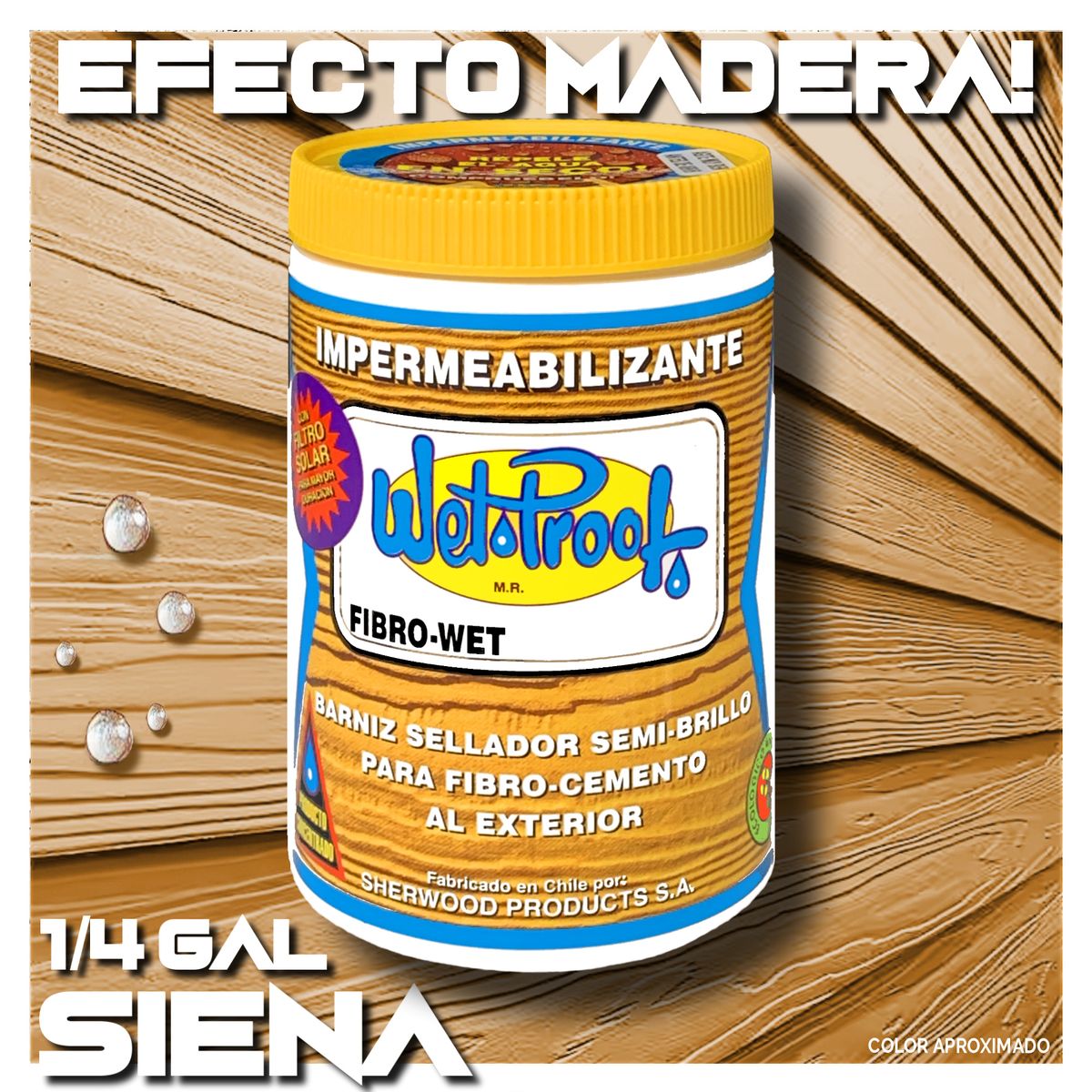 WETPROOF - BARNIZ FIBROCEMENTO SIDING IMPERMEABLE WET PROOF® FIBROWET SIENA 1-4 G