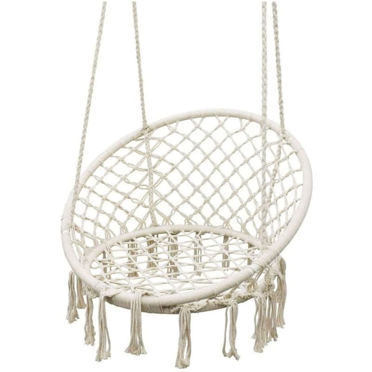 MOVI - Silla Hamaca Colgante de Tejido Beige 80x120 cm con Anclaje