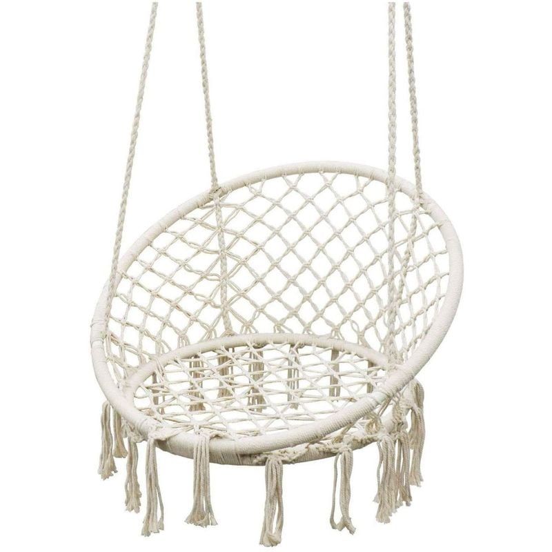MOVI - Silla Hamaca Colgante de Tejido Beige 80x120 cm con Anclaje