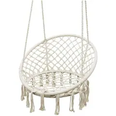 MOVI - Silla Hamaca Colgante de Tejido Beige 80x120 cm con Anclaje