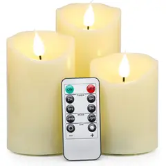 MOVI - Velas Decorativas LED Mica Sin Aroma 3 Unidades