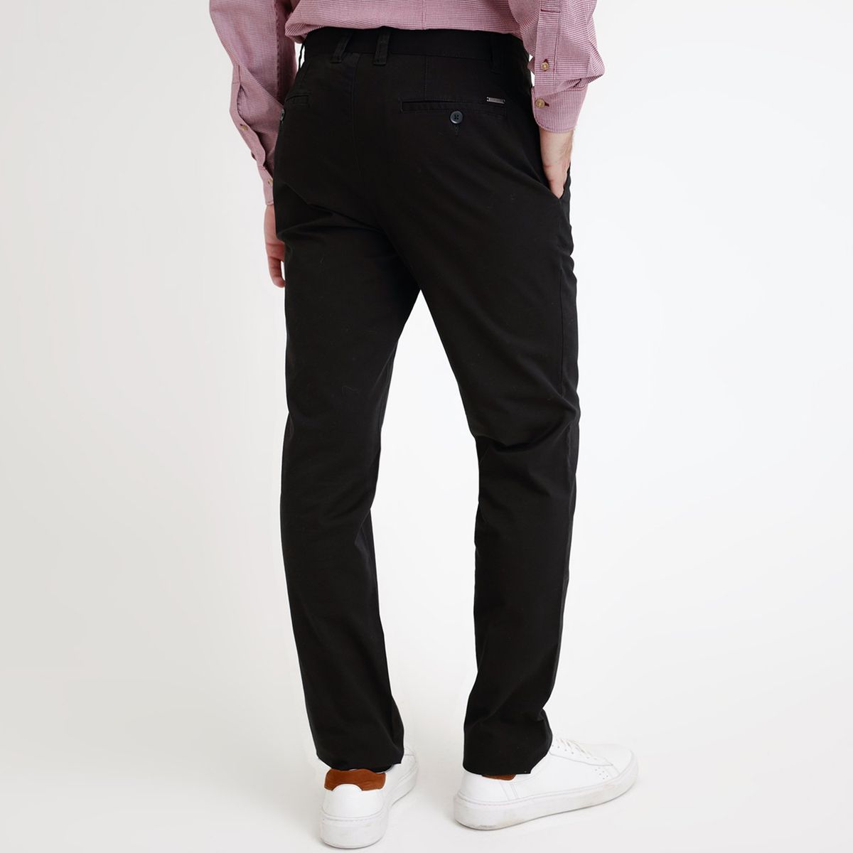 TRIAL - Pantalón Slim Hombre Algodón Liso Vinci Semiformal Negro