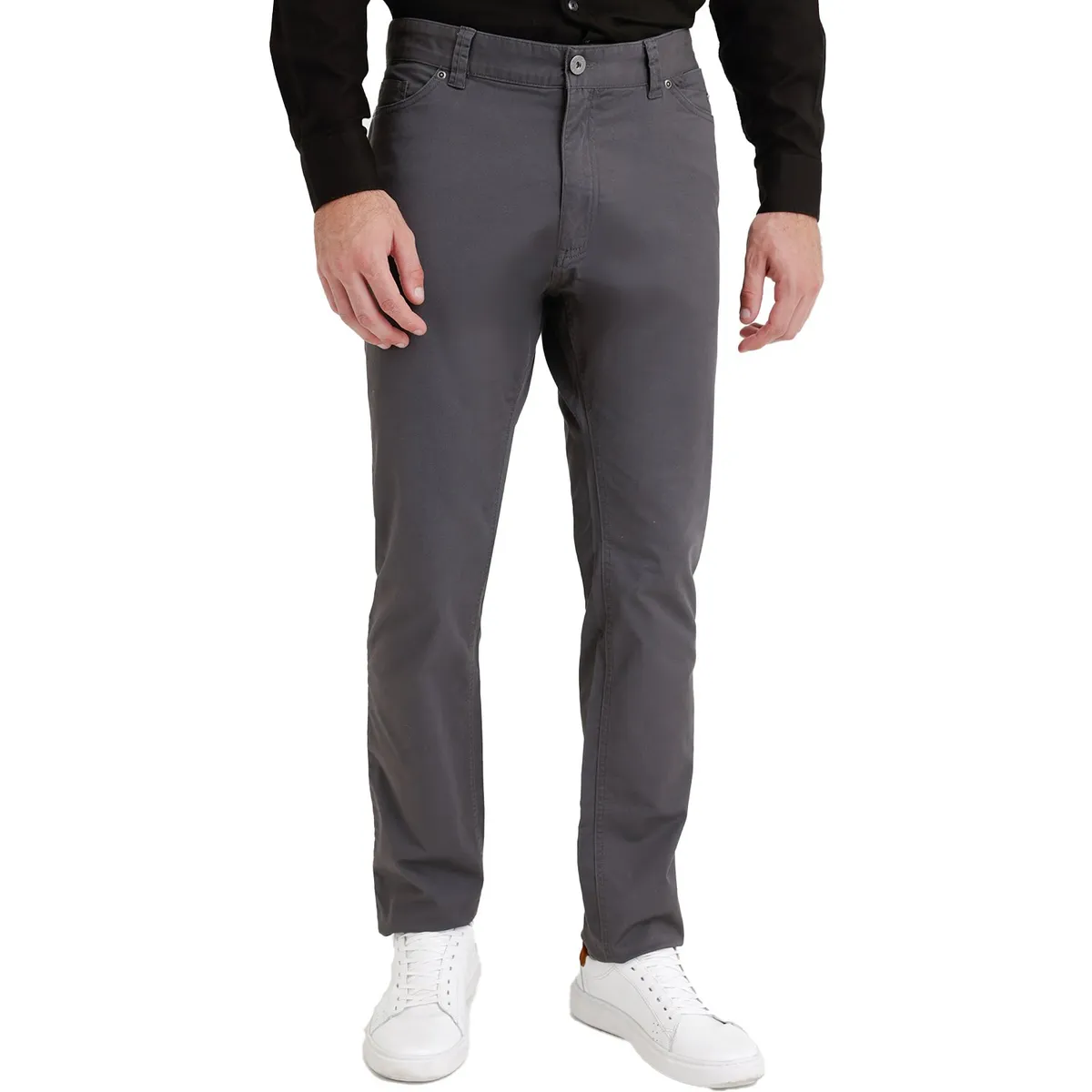 TRIAL - Pantalón Gris Hombre Slim Algodón Liso Vinci Semiformal Trabajo