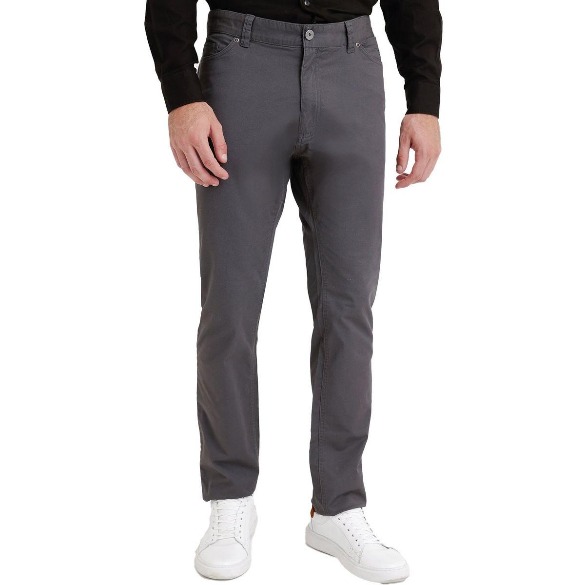 TRIAL - Pantalón Gris Hombre Slim Algodón Liso Vinci Semiformal Trabajo