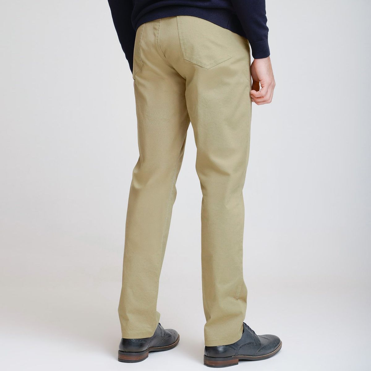 TRIAL - Pantalón Beige Hombre Slim Algodón Liso VIlas 5 bolsillos Oficina