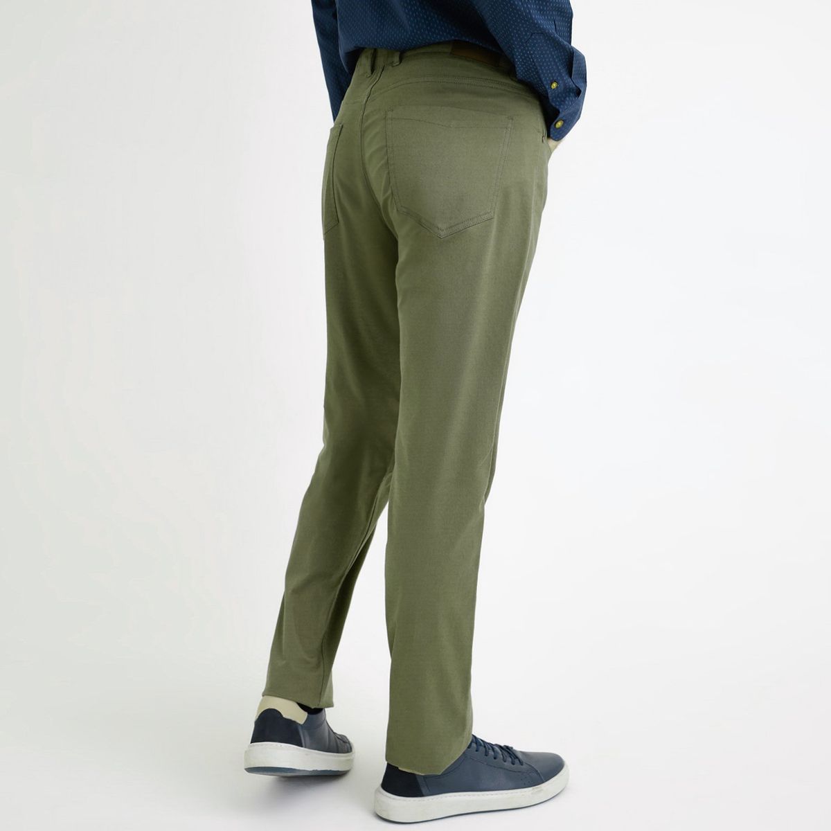 TRIAL - Pantalón Verde Hombre Slim Algodón Liso VIlas 5 bolsillos Oficina