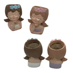 EKOL TACTICA MILITAR - Set 2 Maceteros Decorativos Niña Vintage Con Floresestilo