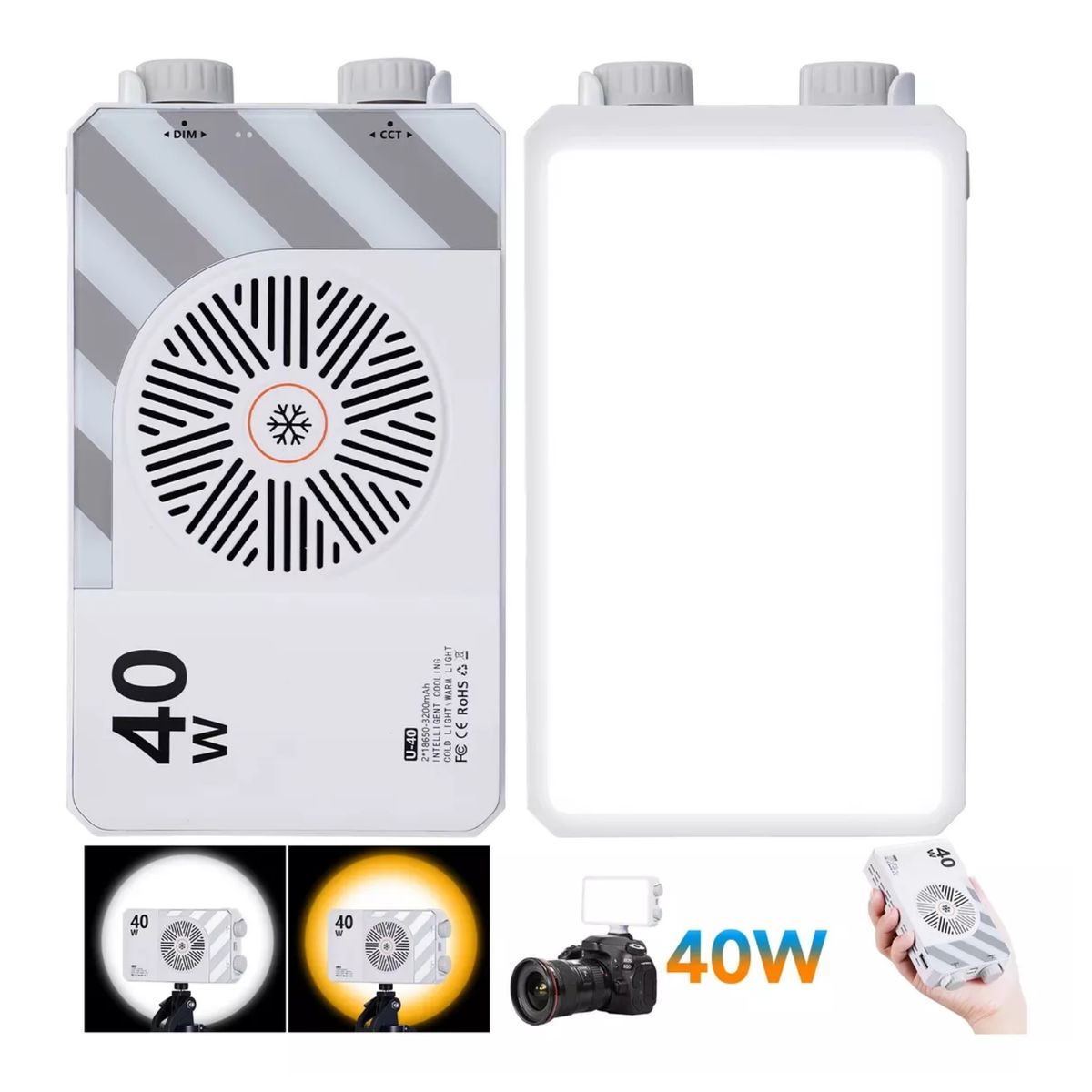AZULAMAR - Luz Led De Video Recargable De Cámara 40w Bi Color P Celular