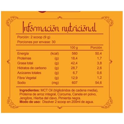 Imagen 2 del producto Golden Milk 270 Gr Polvo. Doypack