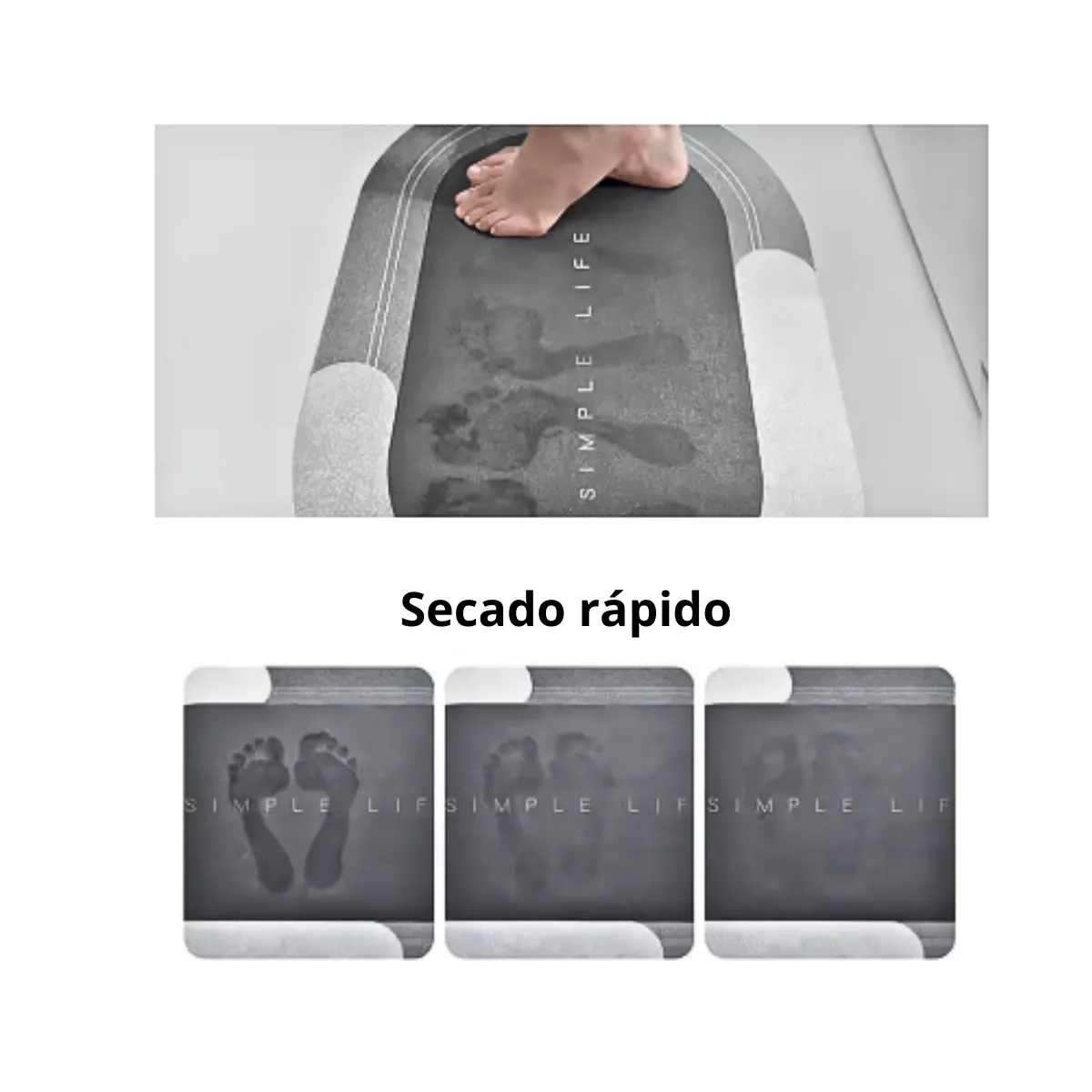 GENERICO - Alfombra Baño Cocina Antideslizante De Secado Rápido Circular Gris