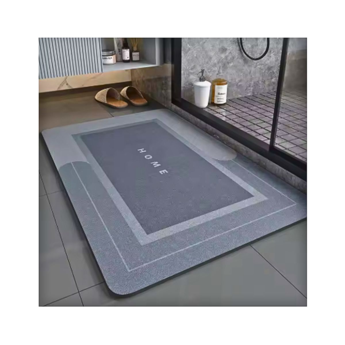 GENERICO - Alfombra Baño Cocina Antideslizante De Secado Rápido Rectangular Gris