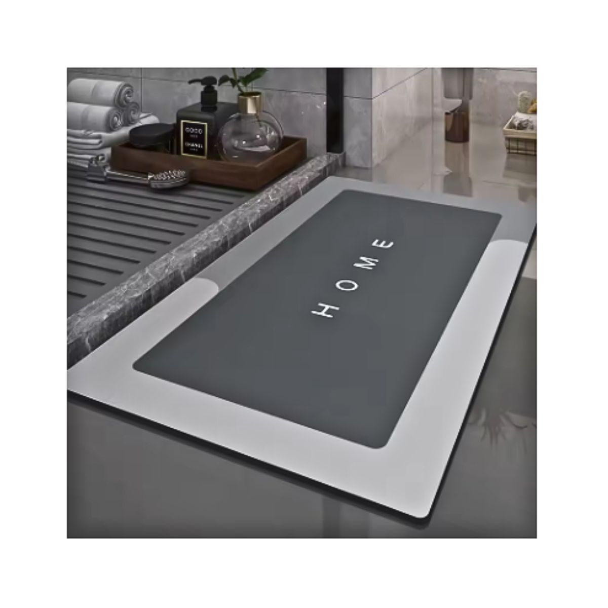 GENERICO - Alfombra Baño Cocina Antideslizante De Secado Rápido Rectangular Gris