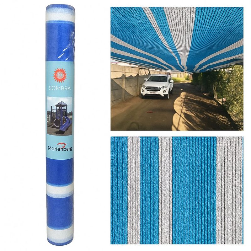 TREETOP - Malla Raschel Sombra Franjeada 80% 2,10 × 5 mts Azul/Blanco