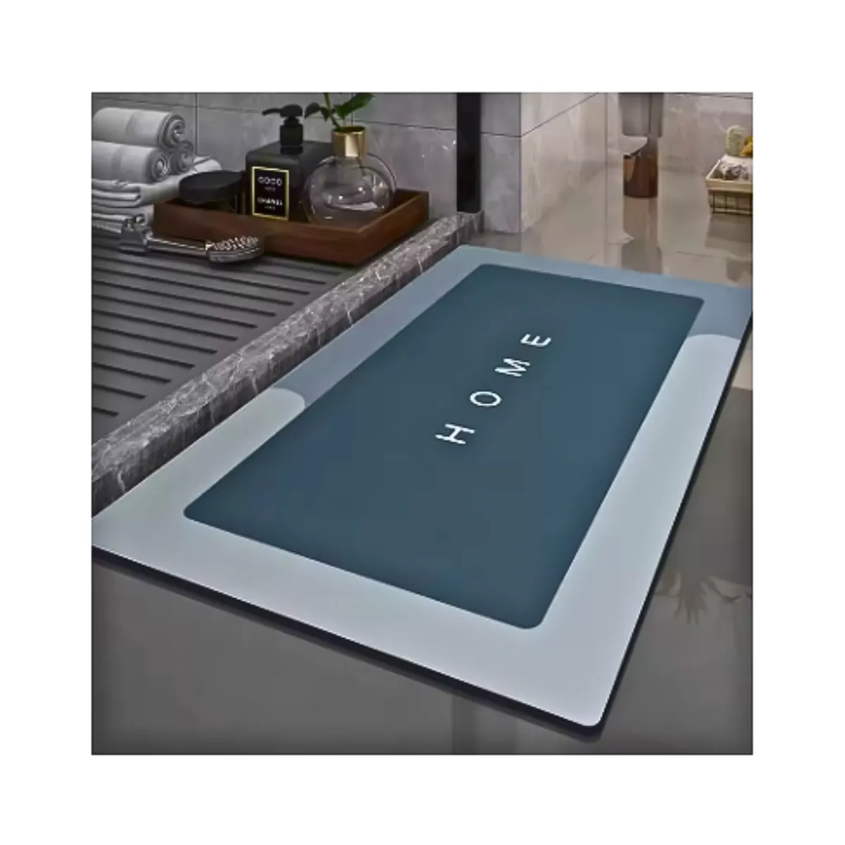 GENERICO - Alfombra Baño Cocina Antideslizante De Secado Rápido Rectangular Azul