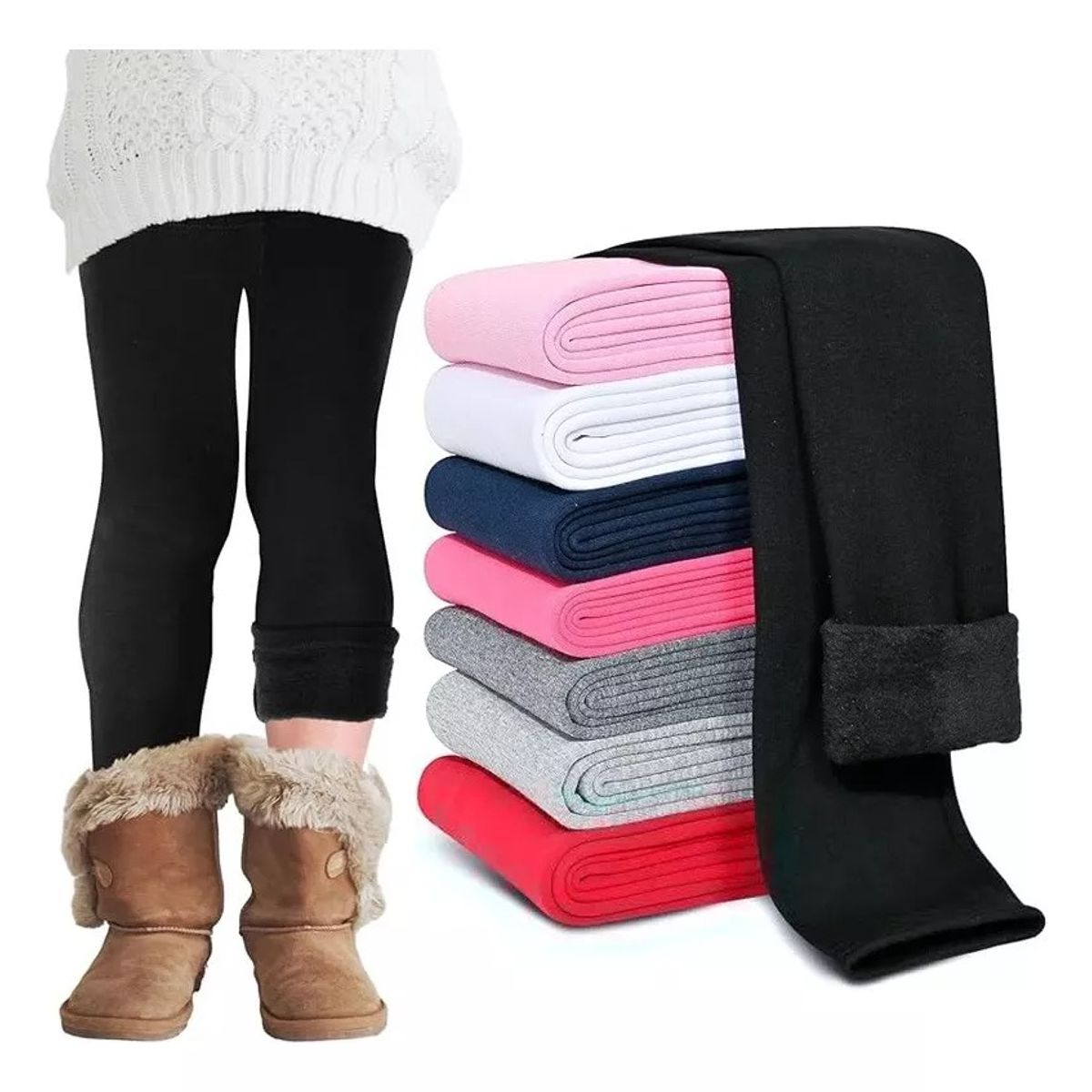 EVERSO - Pack De 4 Panty Calza Niña Térmico Forro Polar Invierno