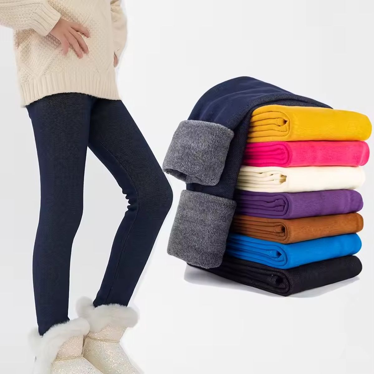 EVERSO - Pack De 4 Panty Calza Niña Térmico Forro Polar Invierno