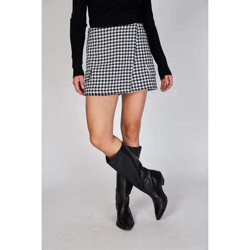 ECLIPSE - Falda Short Gina Pied de Poule Negro